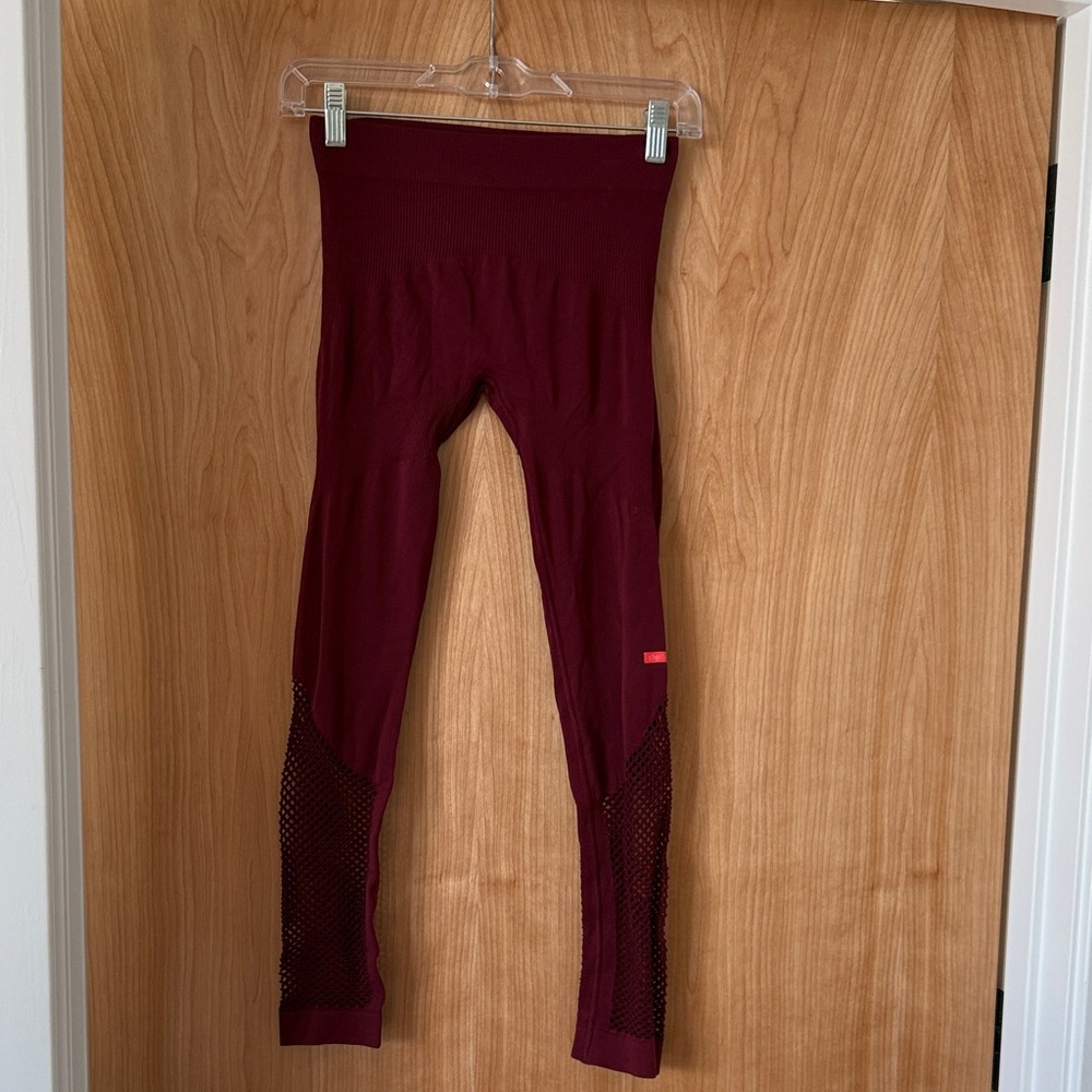 ADIDAS by STELLA McCARTNEY MAROON FULL LENGTH SEAMLESS LEGGINGS, SIZE S